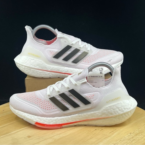 adidas Shoes - Adidas Women's Ultraboost 21 Running  Shoes  White/Black/Solar Red S23840 Sz 7